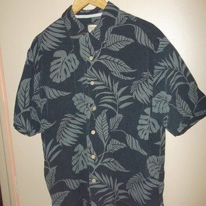 Jamaica Jaxx Black Floral silk button down short sleeve shirt x-large